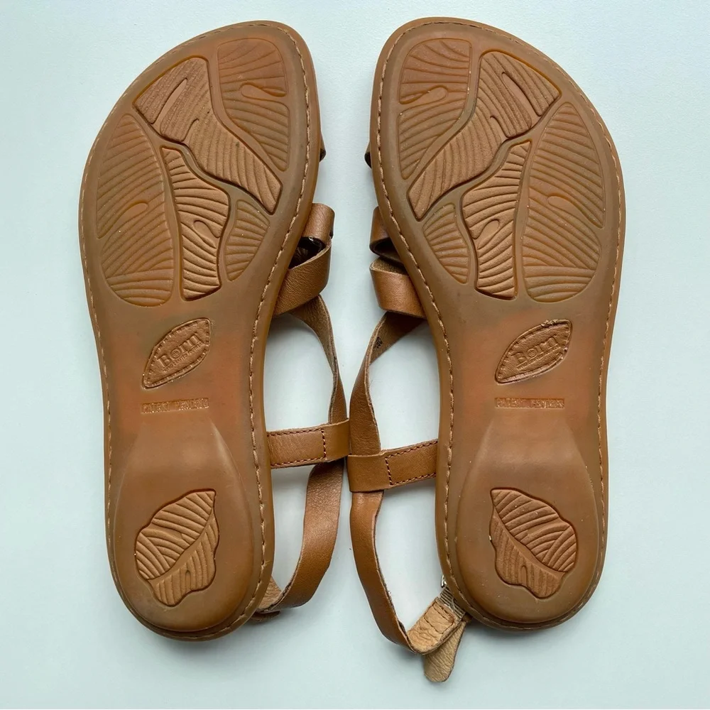 Born Women’s Leather Strappy Sandals Padded Footbed Size 8 Boho Tan Brown Summer - Picture 6 of 9